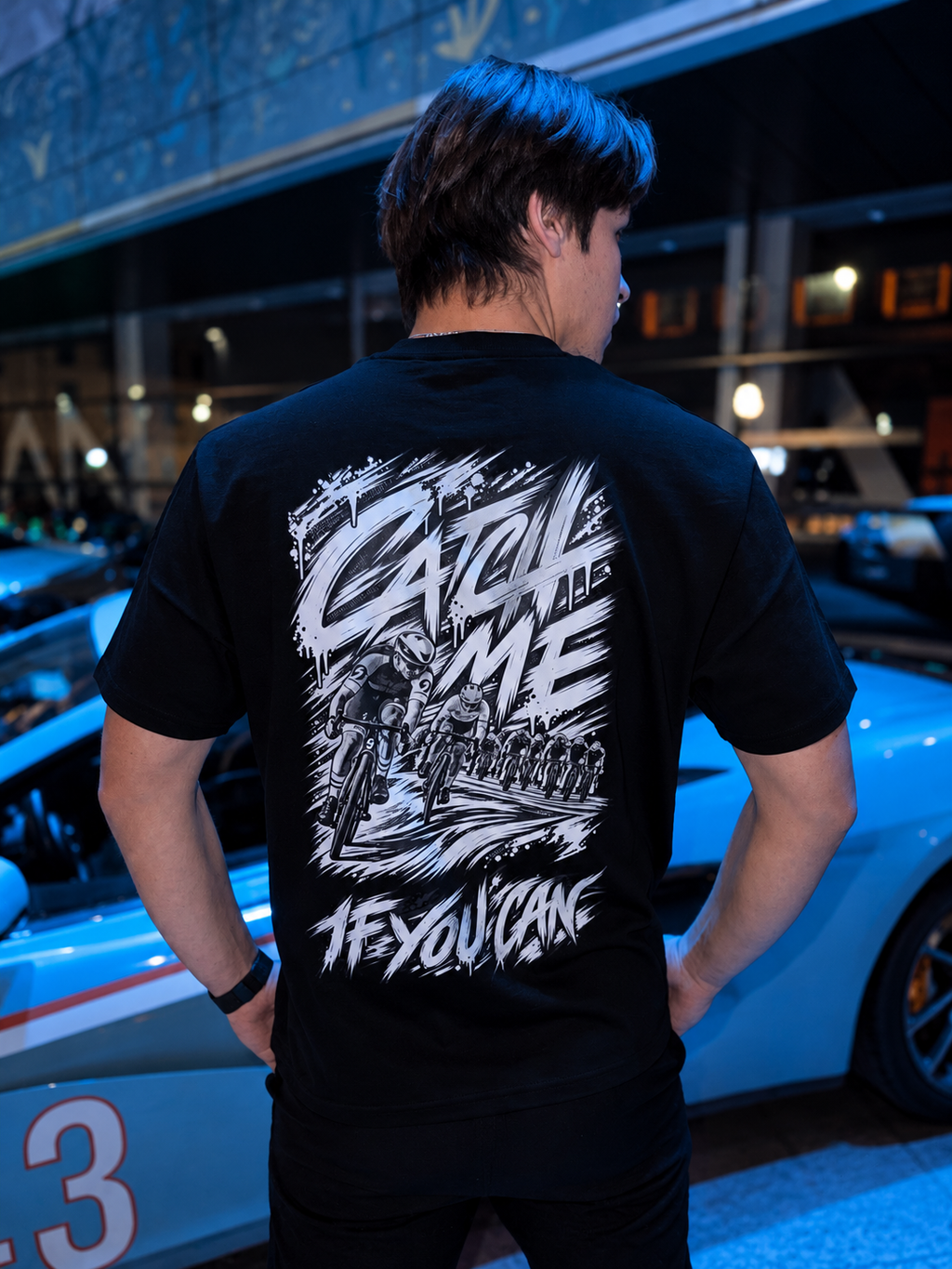 Catch Me - czarna koszulka streetwear heavy weight.