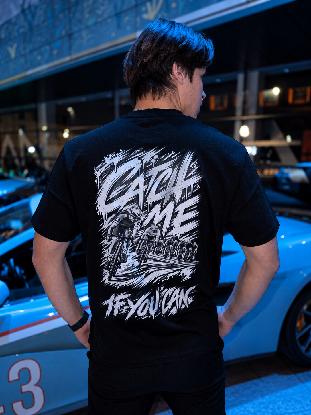Catch Me - czarna koszulka streetwear heavy weight.